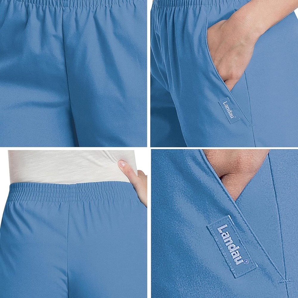 NWT Landau Essentials Relaxed Fit 2-Pocket Scrub Pants Women’s Petite Small - Picture 10 of 10